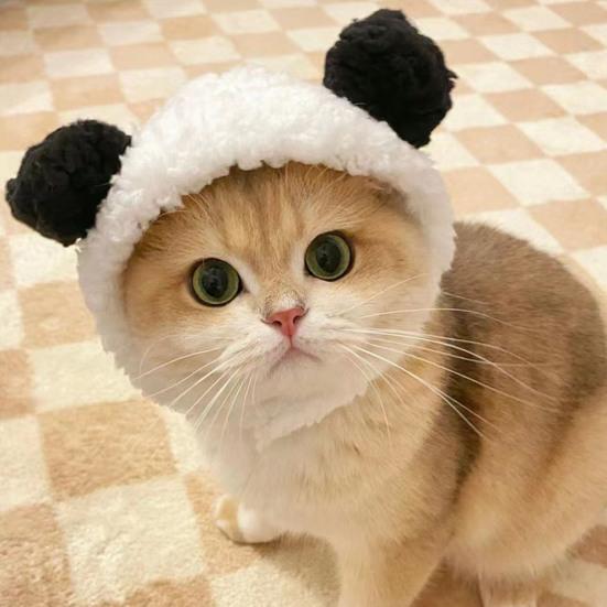 Cute Animal Cat Hat Cats Fuzzy Bunny Pig Panda Design Hat Fun White Goose Hat Adjustable Headwear for Kittens Festive Party Costume Accessory