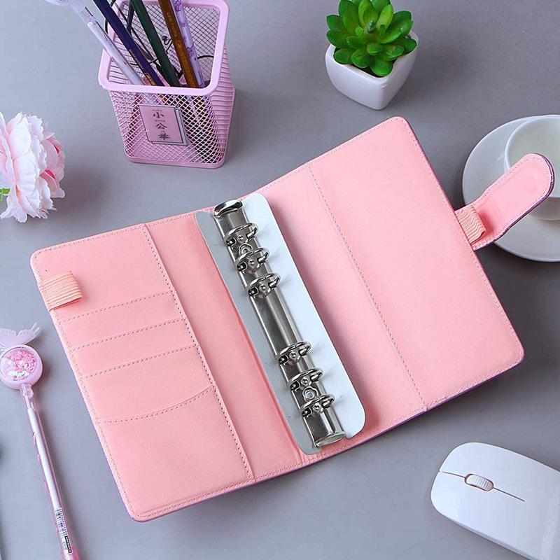 Laser Glitter Macaroon A6/A5 PU Leather DIY Binder Notebook Cover Diary Agenda Planner Paper Cover School Stationery