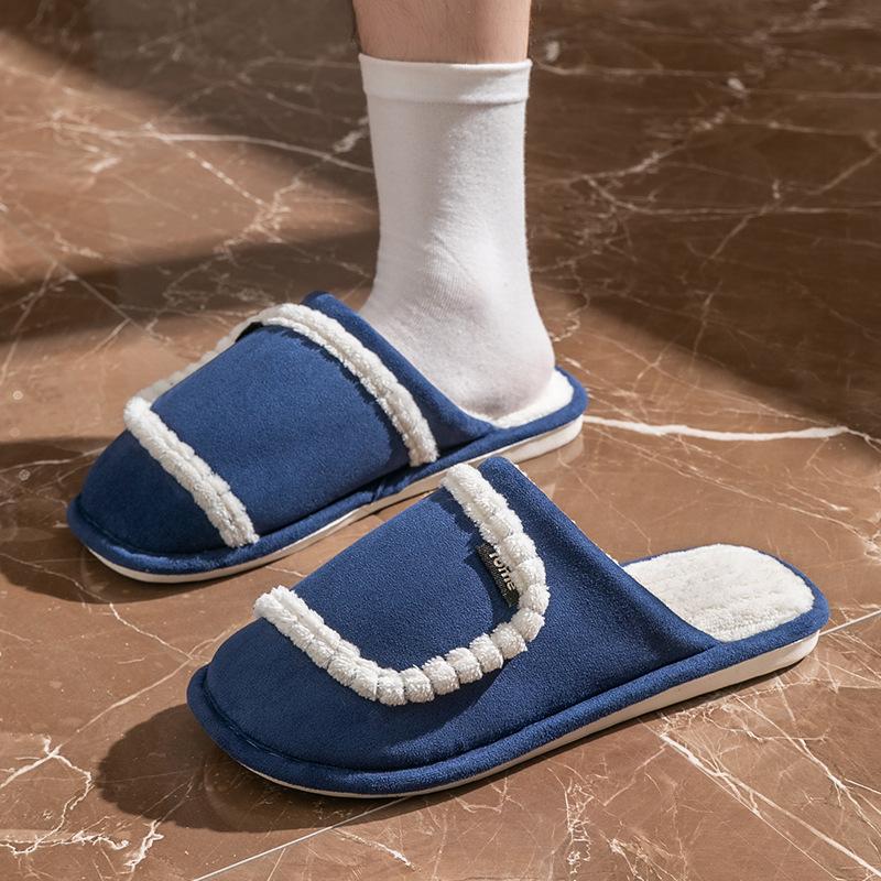 Cotton Slippers for Home Use Spring and Autumn Indoor Warm and Non-slip Cixi Couple Plush