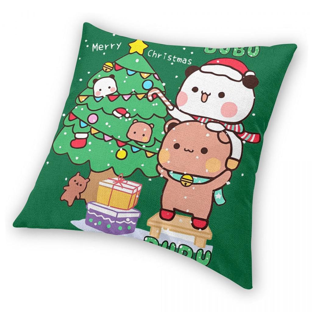 Bubu Dudu Xmas Christmas Pillowcase Printed Fabric Cushion Cover Decor Throw Pillow Case Cover Car Zippered 18''