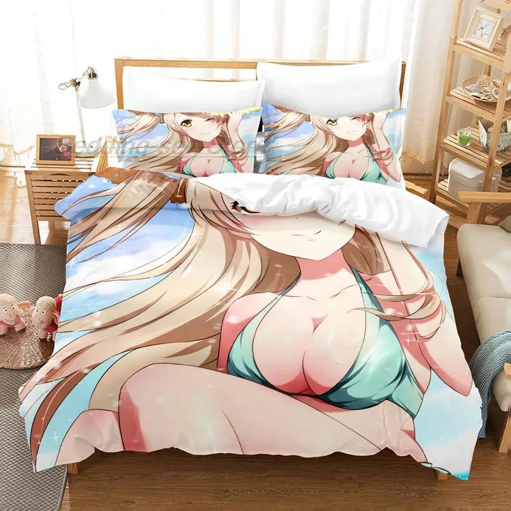 Bikini Anime Beauty Bedding Set Single Twin Full Queen King Size Bed Set Aldult Kid Bedroom Duvetcover Sets Europe and America