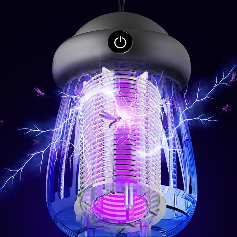 Elektrischer Fliegenfänger USB Wiederaufladbare Elektrische Fliegenklatsche Elektrische Fliegenfalle mit Nachtlicht für Hinterhof Terrasse Camping
