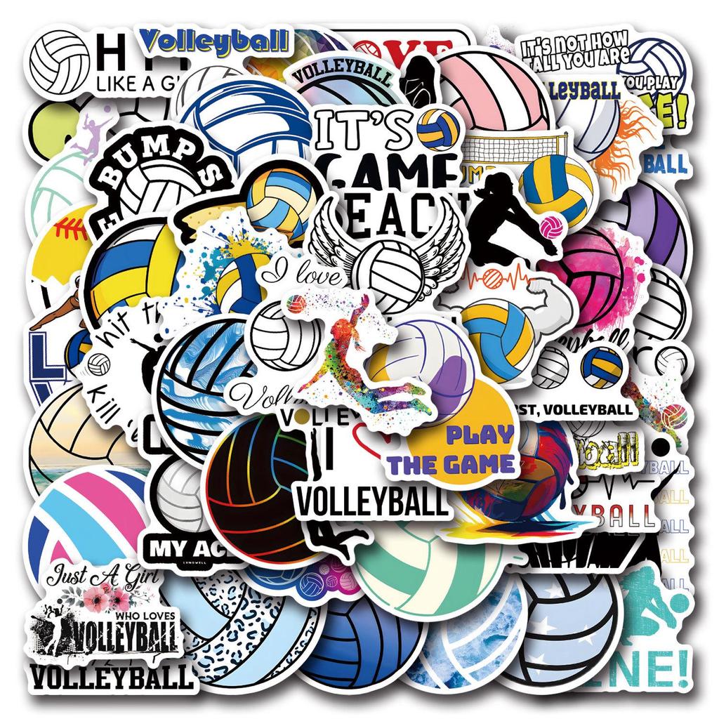 55-Piece Volleyball Cartoon Graffiti Sticker Set for Phone & Laptop Decor