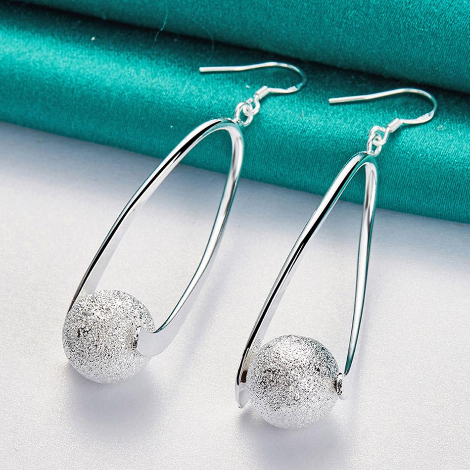 

URMYLADY стерлингового серебра 925 пробы, матовые серьги из бисера для женщин, свадебные, помолвочные, вечерние, модные украшения ME030