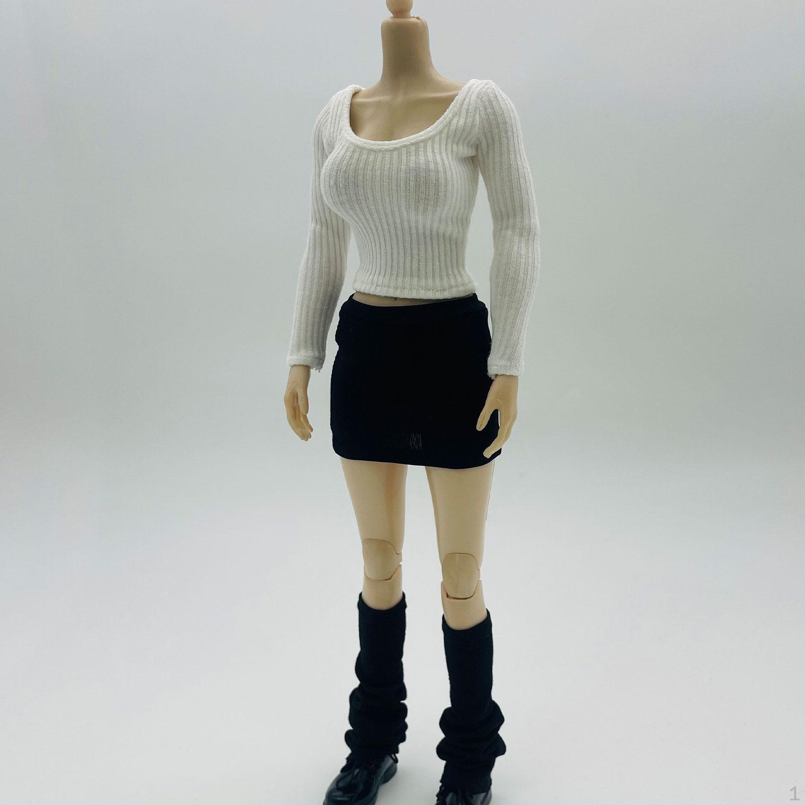 

Топ-трубка для ляльки дівчинки масштабу 1/6 з довгими рукавами для 12-дюймової фігурки білий