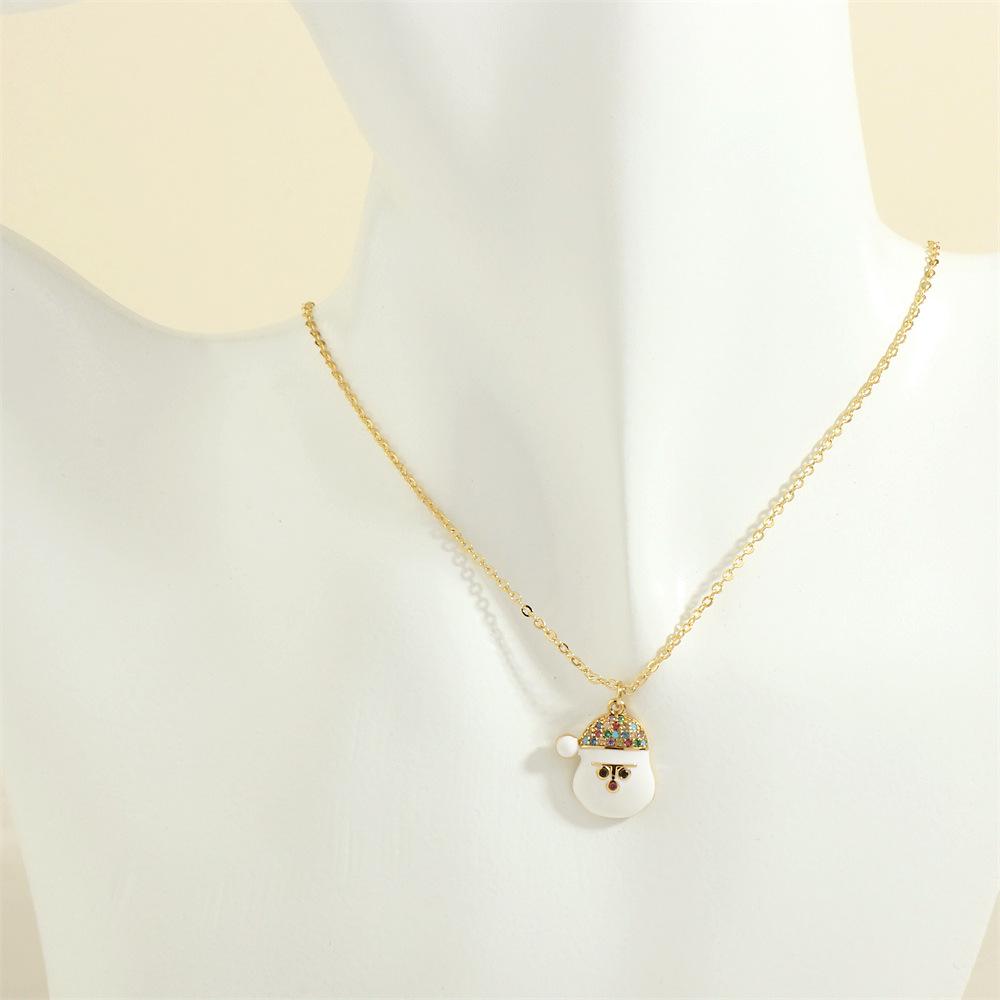 European & American Christmas Necklace: Santa Claus & Peace Tree Pendant