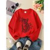 European sizes Kids' Crewneck Sweatshirt Cat with Stars Pattern Print , Sportswear And Casual Wear, Soft And Comfortable, Children's Clothing
