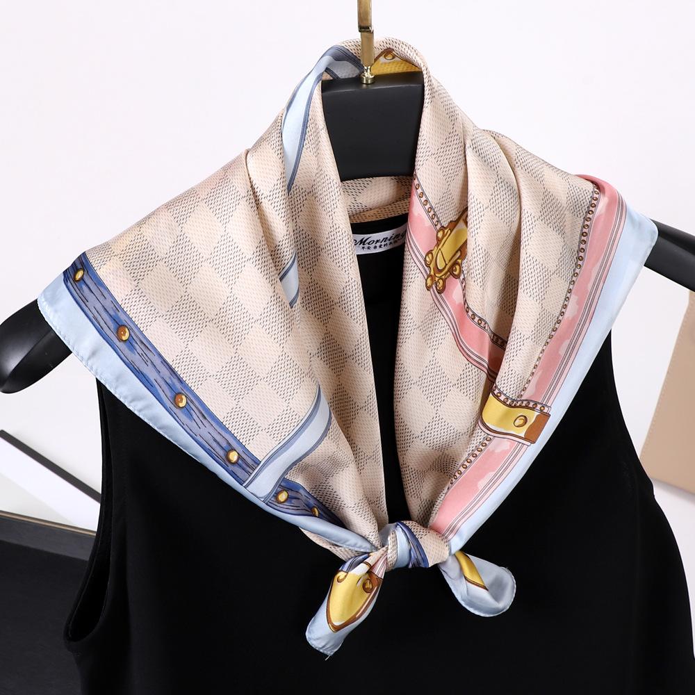 Small Scarves With Spring And Autumn Prints  New Simulation Silk Square Scarves For Women's Fashion High-end Scarves Versatile Small Scarves