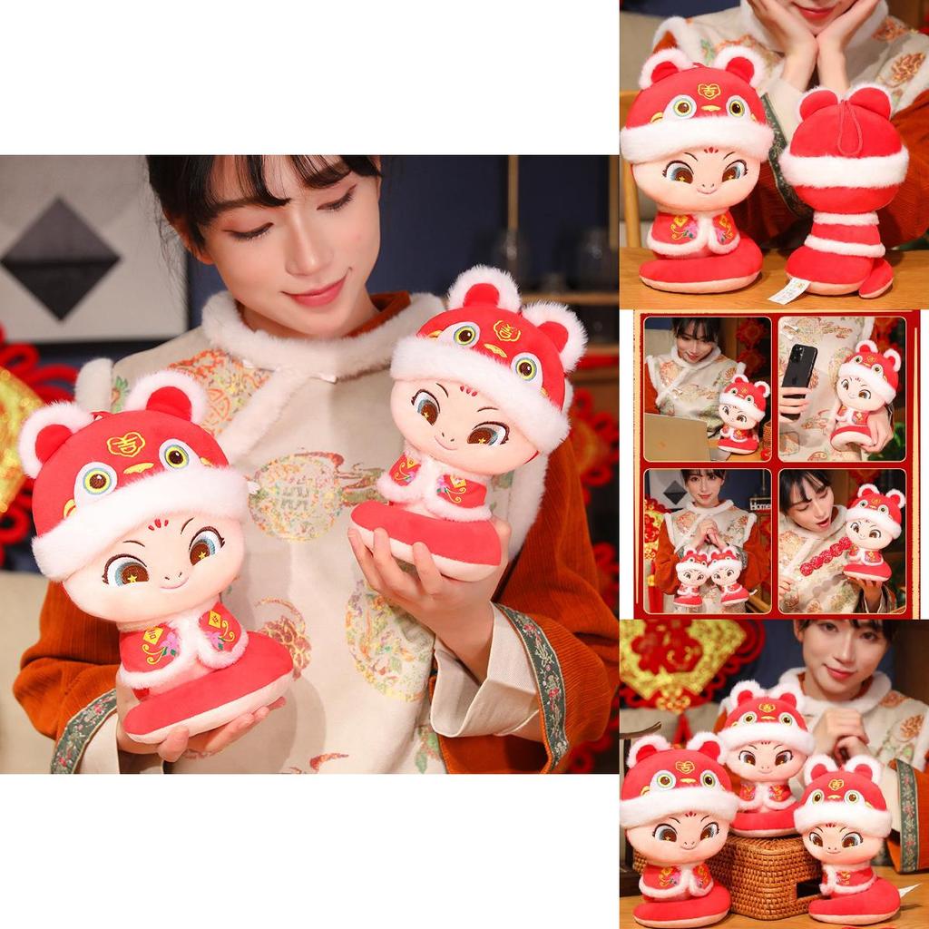 Adorable 2025 Tang Suit Snake Plush Toy Zodiac Snake Doll For New Year Gifts