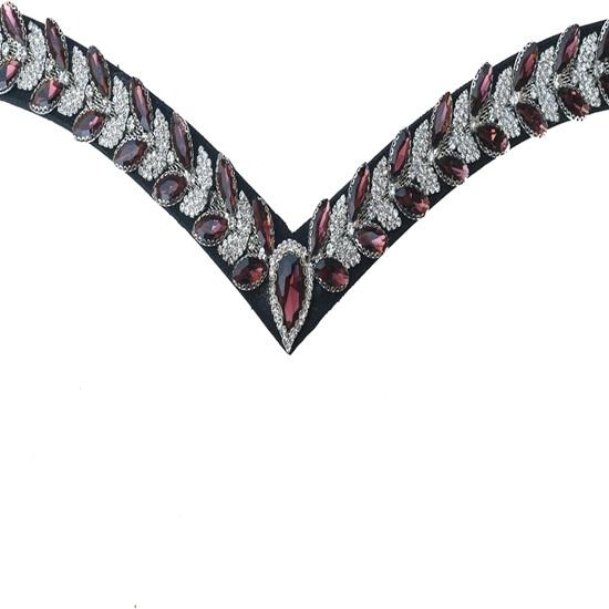 Sparkly V-Shaped Kiara Browband for Bridle Made from Durable Leather.
