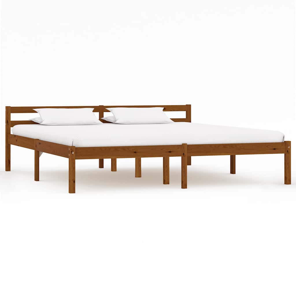 Solid Wood Bed Frame Honey Brown Pine 160 X 200 Cm