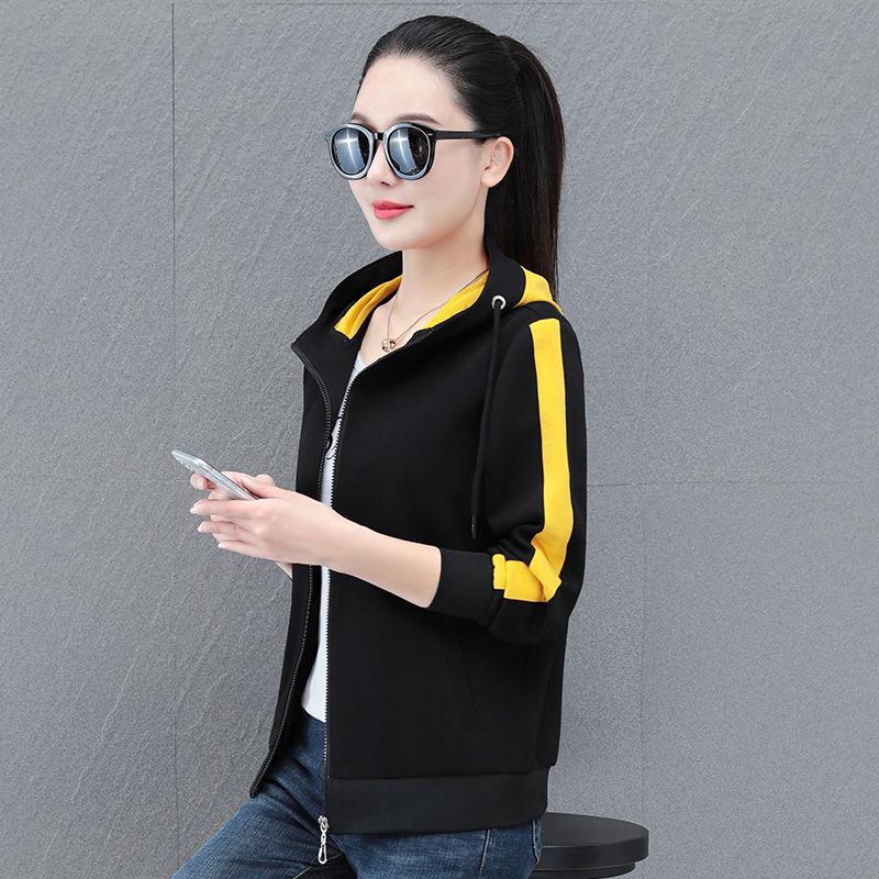 Dámská jarní a podzimní bunda s kapucí 2025: Lehký módní sportovní kardiganový svetr pro maminky.