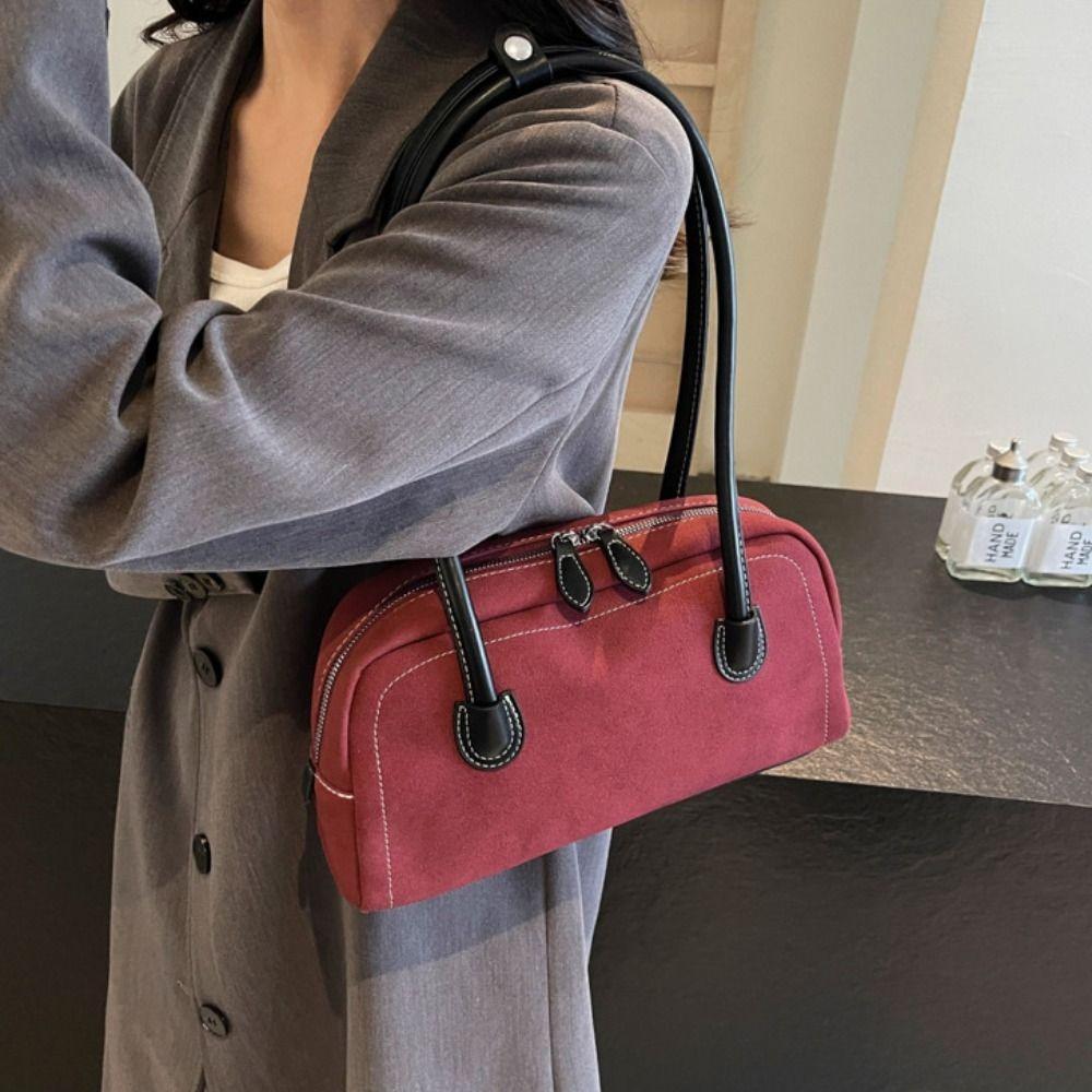 Aesthetic Faux Suede Bag Retro Single Shoulder Bag Fashion Underarm Bag  Winter