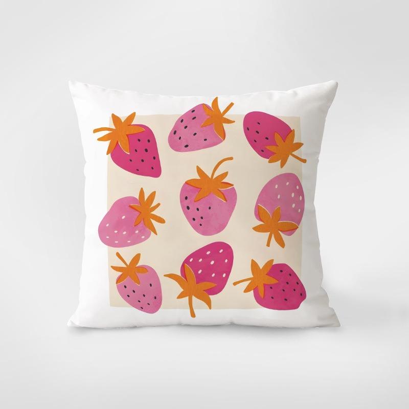Strawberry Pattern Decorative Pillowcase Bedroom Living Room Square Cushion Pillowcase
