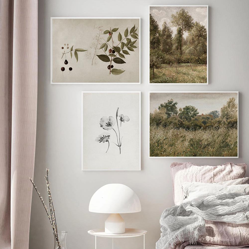 Vintage French Country Oil Painting On Canvas Poster Floral  European Art Prints Retro Botanical Gallery Wall Pictures Decor