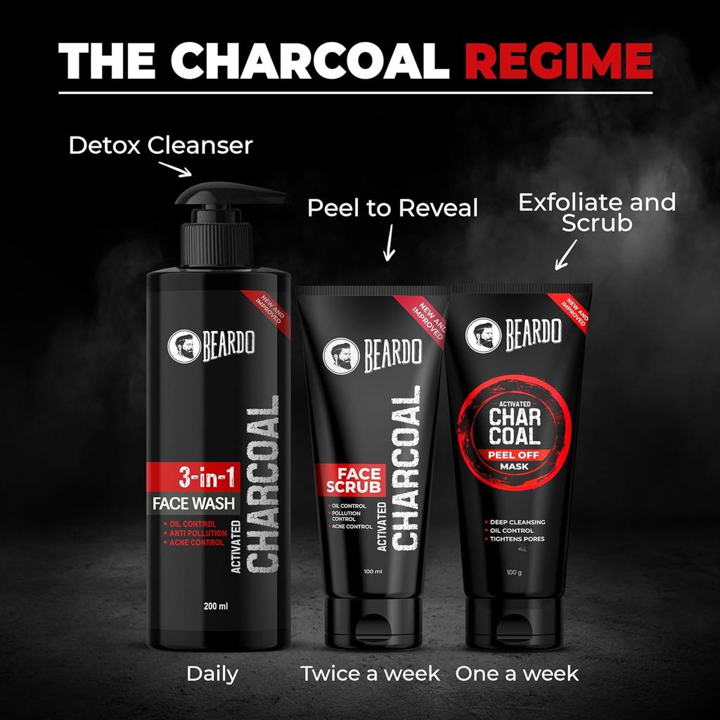 Beardo Activated Charcoal Face Wash For Men 200 Ml Oil Control Deep Clean Pore Care Daily Use Skin Refresh Cleanser