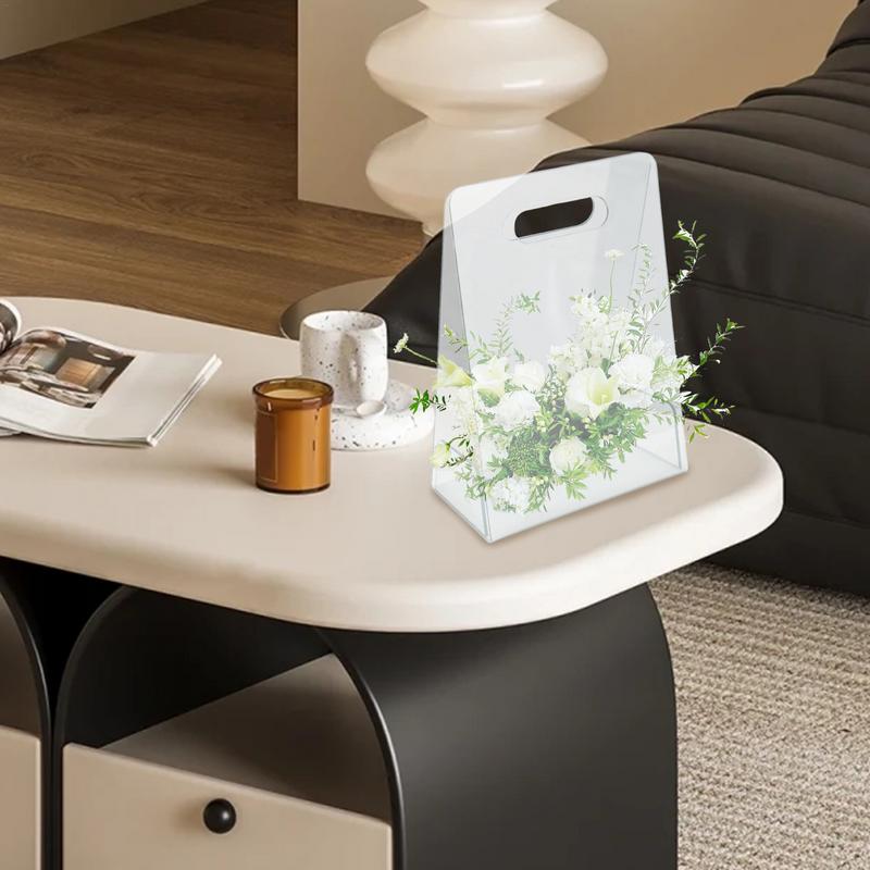 Clear Flower Bag Transparent Flower Box Handheld Packaging High-End Transparent Floral Arrangement Clear Modern Decorative Vase