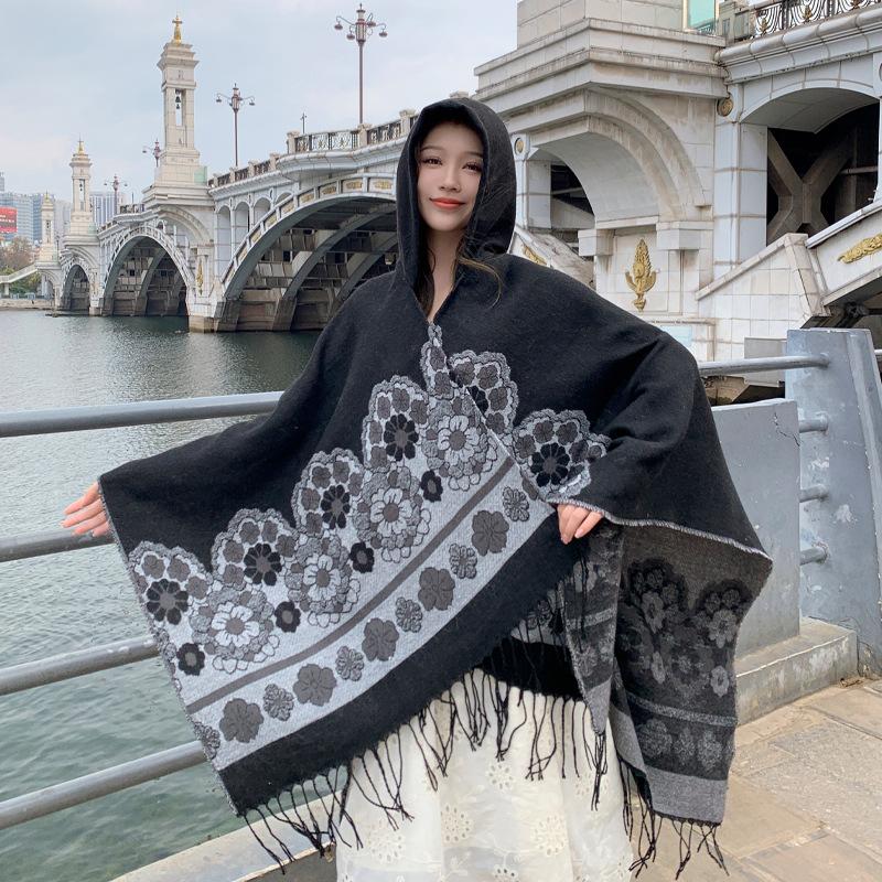 Pele amigável e respirável quente e versátil casa, outono e inverno xale de viagem feminino, capa grossa, cobertor de ar condicionado