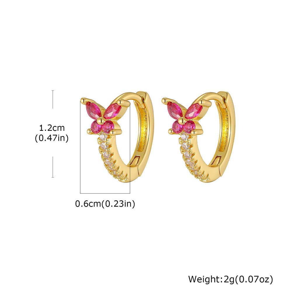Women Earrings Huggie Hoops, Small Crytsal Butterfly Earring Hypoallergenic Jewelry