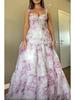 European & American Floral Organza Sleeveless Strappy Dress