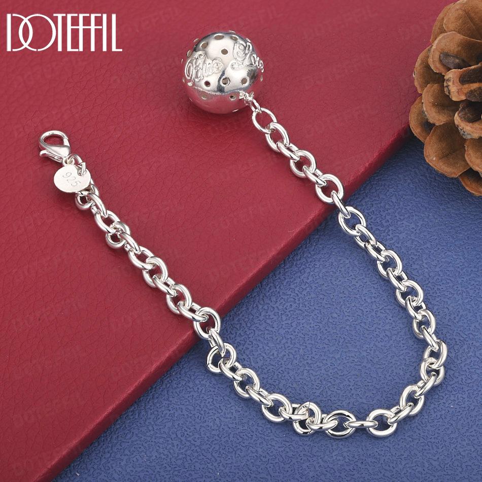 925 Sterling Silver Bead Pendant Bracelet Wedding Jewelry