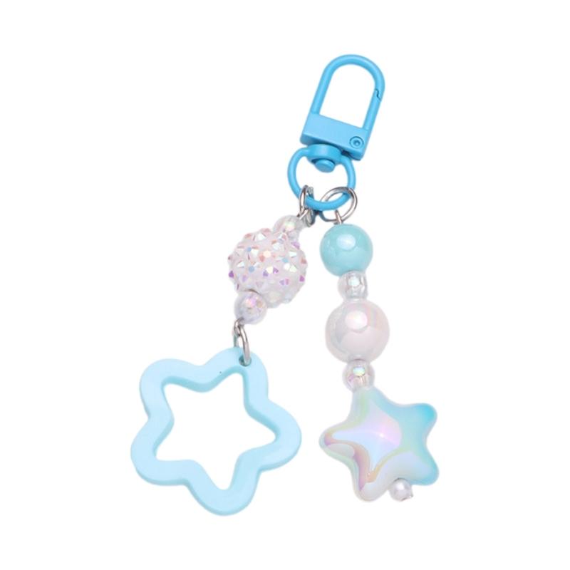 Gradient Pentagram Star Charm Keyring Backpack Decoration Handmade Pendant Keyring Fashion Bag Charm Sweet Cool Keychain