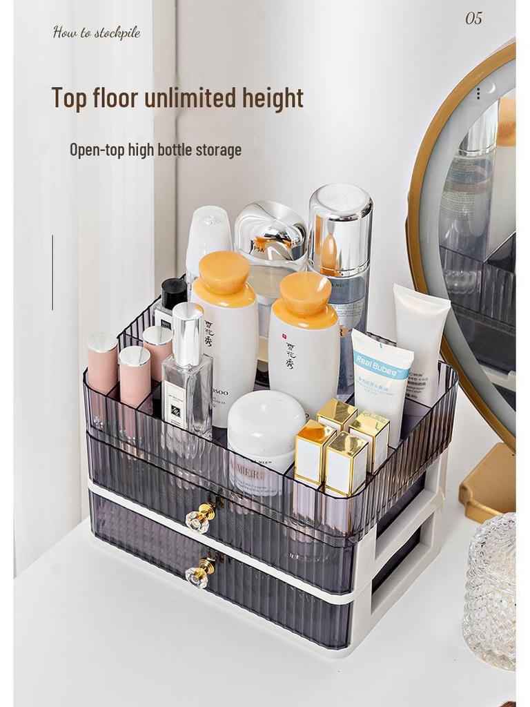 Clear Cosmetic Organizer: Drawer-Style Makeup Box for Desktop and Dorm Room