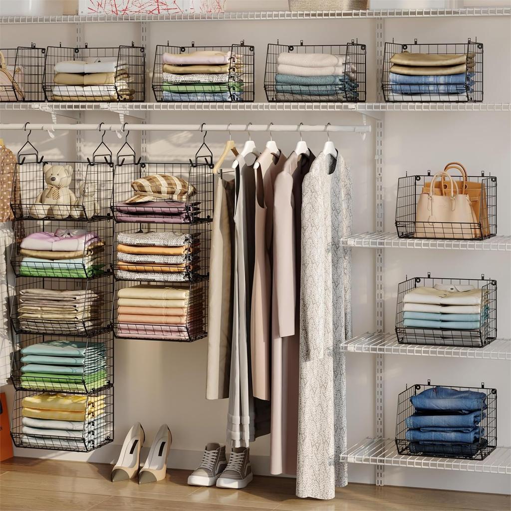 Hängender Kleiderschrank-Organizer mit 3/4/5/6 Ebenen, Kleiderhängeregale, Aufbewahrungskörbe für Kleidung, Pullover, Schuhe, Handtaschen, Clutches, Accessoires