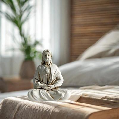 Jesus Sitting Figure Statue 4.3x3.5inch Handmade Traditional Xmas Collection Christmas Tabletop