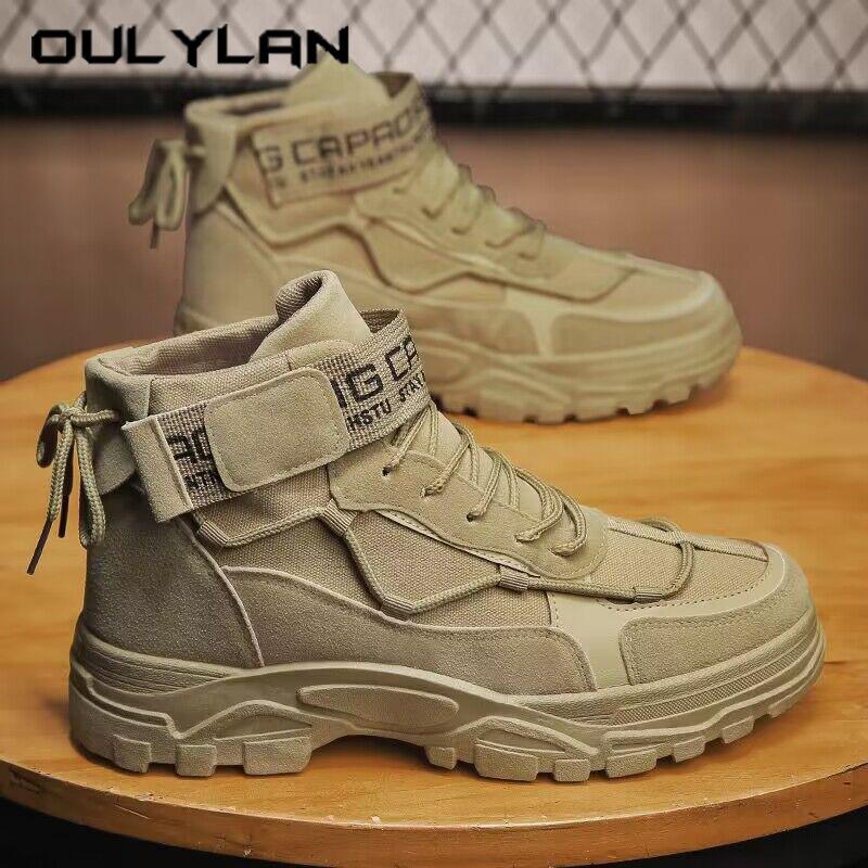 Men Combat Boots Men Thick Sole Ankle Boots Outdoor Hiking Shoes Light Non-slip Men Desert Working Footwear