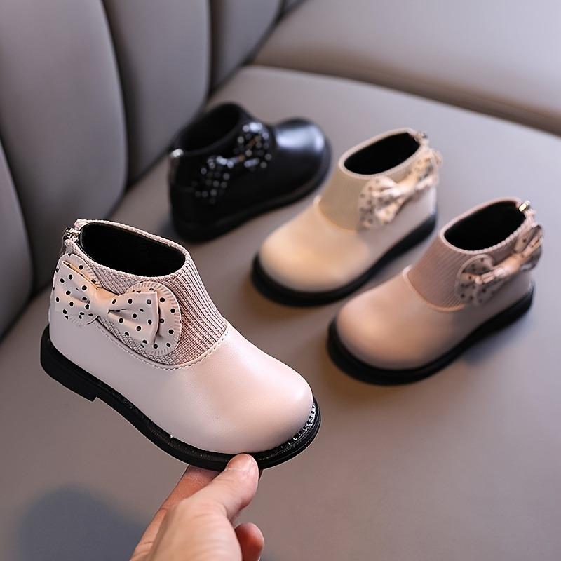 Chic Girls Ankle Boots With Bowknot Non Slip Comfortable Versatile For All Seasons