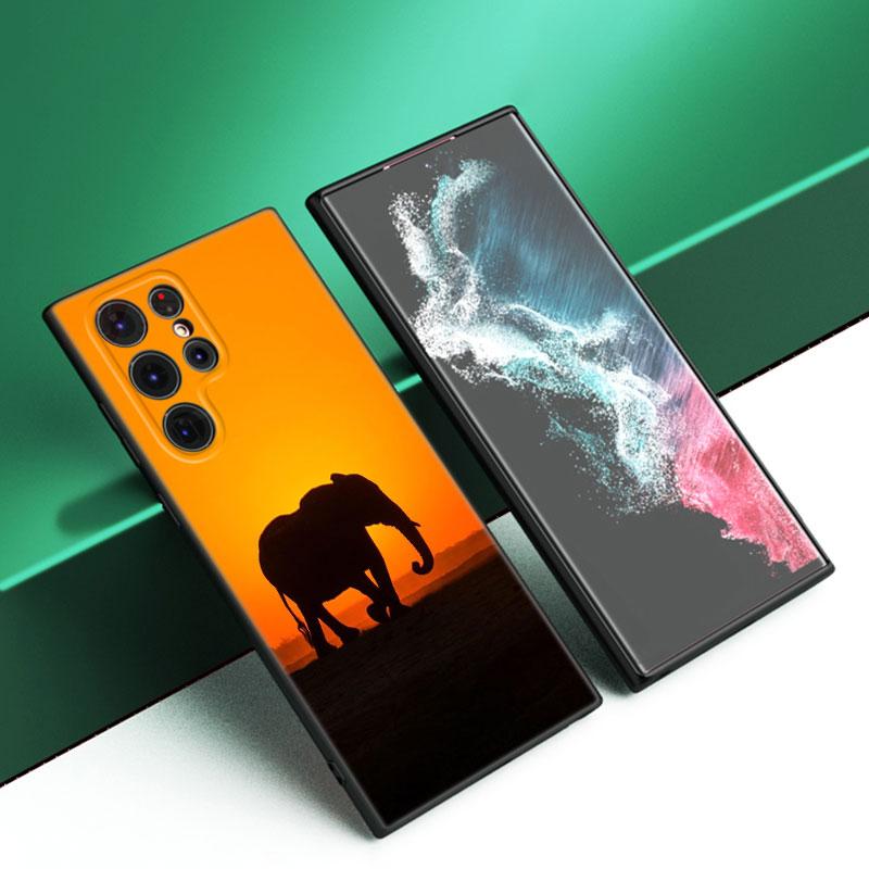 

Черный силиконовый чехол для телефона с изображением животного слона для Samsung Galaxy S23 S21 S20 FE S24 S22 Ultra S10E S10 S9 S8 Plus Samsung S20