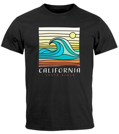 Men's California South Beach Wave Wave Surfing Print Fashion T-Shirt-