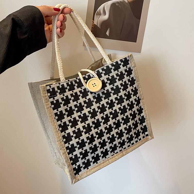 Neue Sommer-Leinentasche für Frauen zum Arbeiten und Tragen einer Lunchbox für modische Leinenhandtaschen