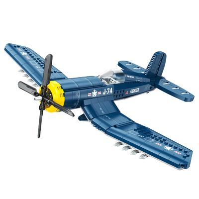 Wojskowy Samolot Klocki Zabawki Helikopter AH-1 Myśliwiec F4U Corsair Model Idealny Prezent dla Dzieci, Entuzjastów Lotnictwa