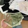 Ladies Spring Summer Sexy Hollowed Out Lace Mesh 10A Antibacterial Mid Waist Panties