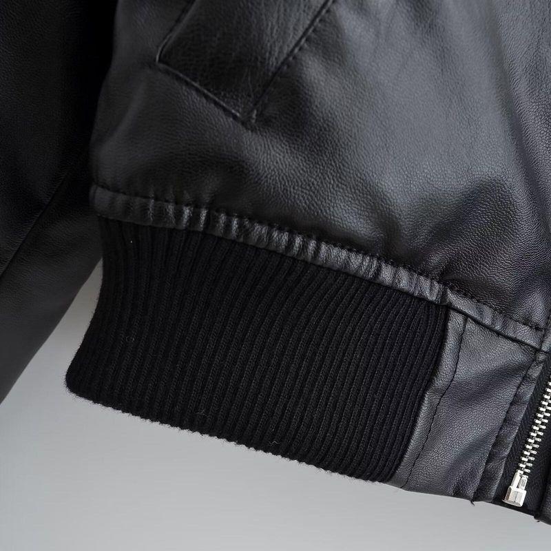 Kaslead New Arrival Women's Clothing Fashion Style Fashion Wash Imitation Leather Flight Jacket Cotton Jacket 6318223