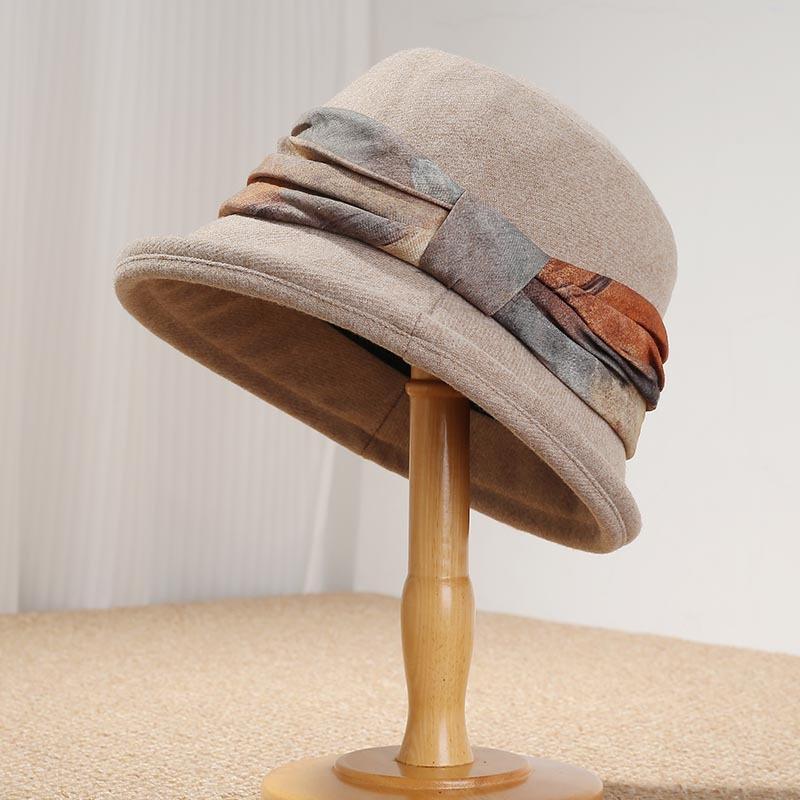 Autumn and Winter New Temperament Fashionable Curled Brim Women's Bucket Hat Shows the Face Small High-end Sense Versatile Windproof Warm Basin Hat