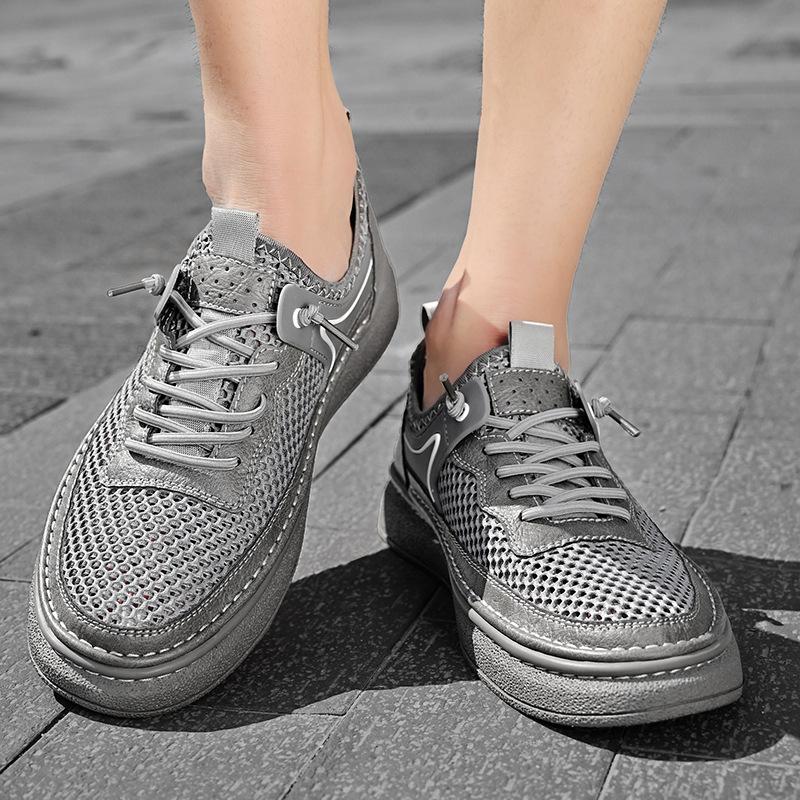 Hollow board shoes men's casual trend mesh one pedal breathable summer 2025 new student lazy shoes