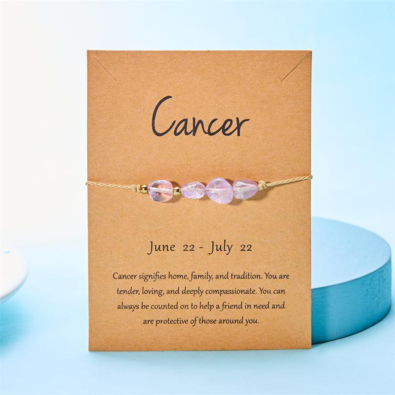 12 Constellation Sign Natural Birth Stone Handmade Bracelet for Women Kids Aries Leo Braid Bracelet  Birthday Gift