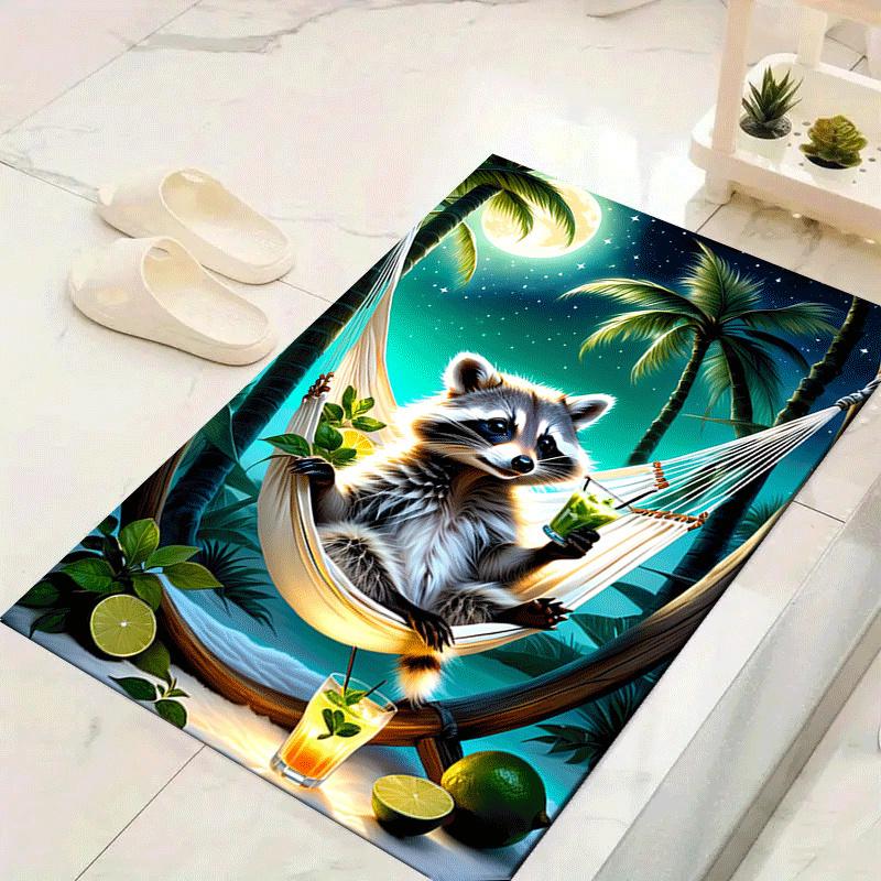 

1pc Elegant raccoon Print, Design Indoor Area Rug, Soft, Anti-Slip, and Durable Gaming Room Decor for Bedroom, Living Room, and Exercise Rug 60cm by 90cm