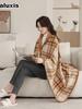 Multifunctional Shawl Blanket: Thickened Poncho for Office Napping, Leg Covering, Sofa Throw