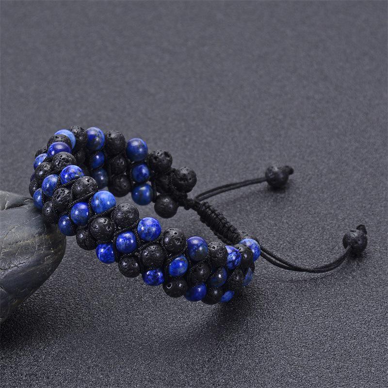 JYL TS Bracelet Triple-Layer Volcano Stone  Wrapped Enhances Vitality & Protection