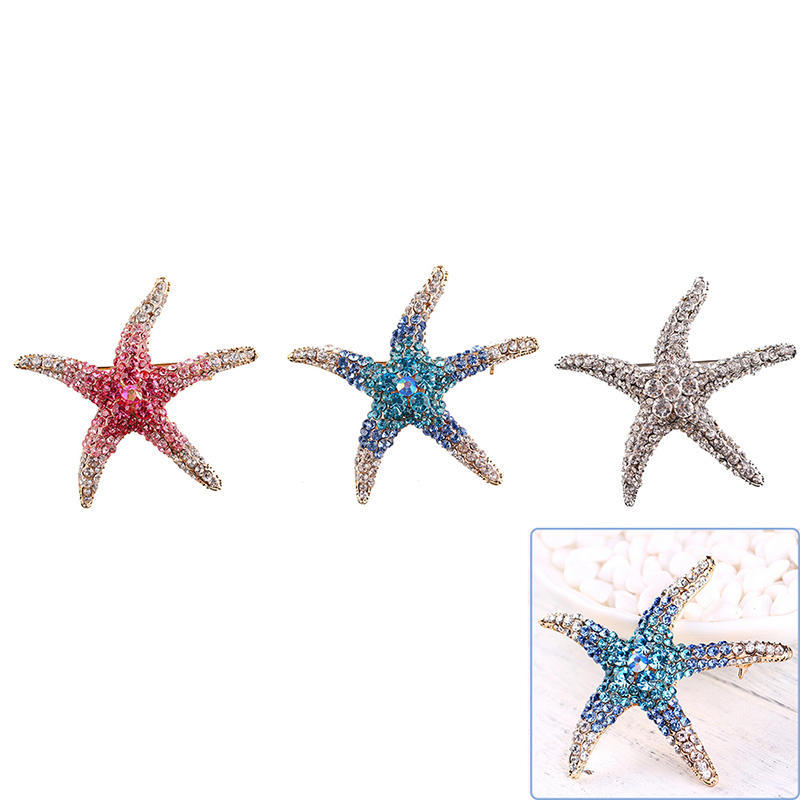 Ny Nydelig Dame Sjarmerende Sjøstjerne Krystall Rhinestone Nål Brosje 3 Farger