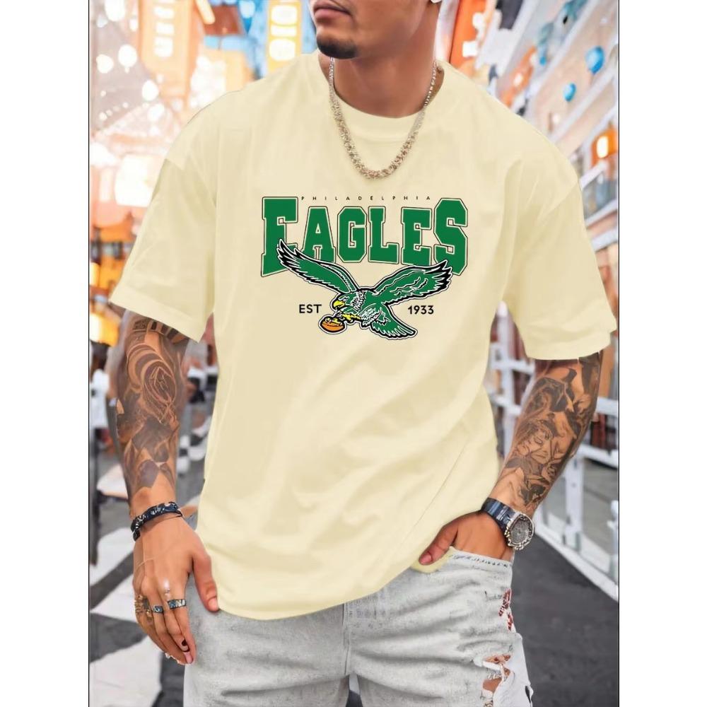 

New Cotton Eagles Graphic Men s T Shirt, Summer and Spring New Short Sleeved Round Neck Versatile Casual Top, with Comfortable and Soft Fabric XL бежевий