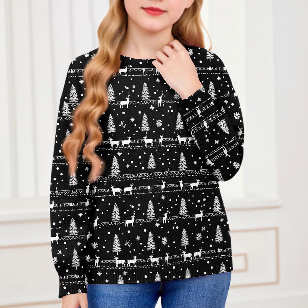 Christmas Day Sweatshirts For Children Boys And Girls Knit Sweater Cute Shirt Fall Crewneck Pullover Tops