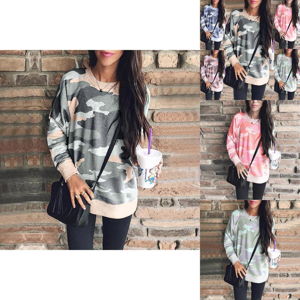 Premium Camouflage Woman Fashion Jumper Pullover Casual Tops Blouse Tee T-shirt