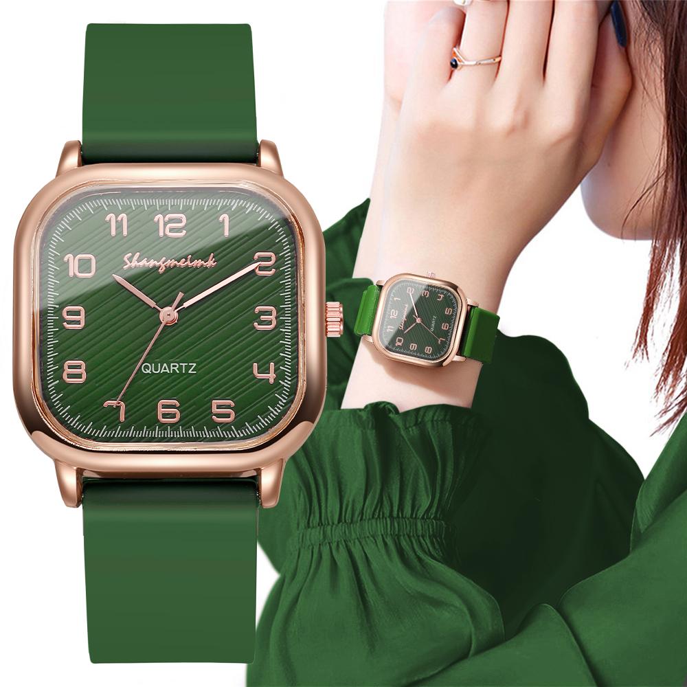 Women Square Watches Casual Silicone Strap Quartz Watch for Girls Clock