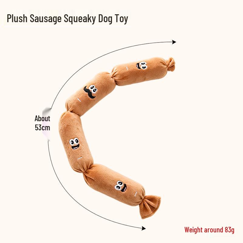 Durable Four-Section Hot Dog Shaped Chew Toy for Dogs with Sound Feature