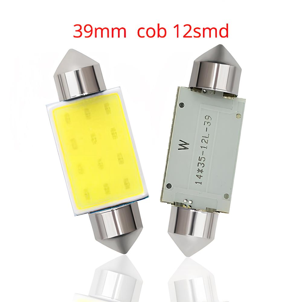 2PCS White Cob 12Led Festoon Dome Lights Reading Lamp 31mm 36mm 39mm 41mm C5W C10W Auto Led Door Backup Bulb Tail Bulbs DC 12V Trunk